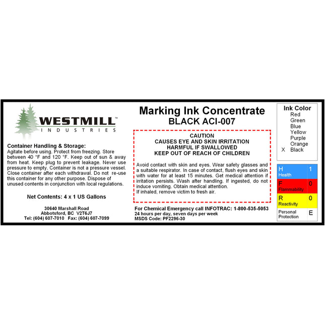 ACI-007 - Ink, Marking, Black, 4 x 1-Gallon