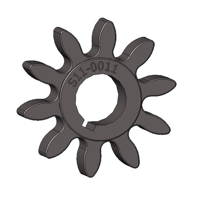 S323 - Star Gear, 10-Tooth, 1-1/2" Bore, 1-1/4" LTB, 3/8" Keyway, Cast Iron