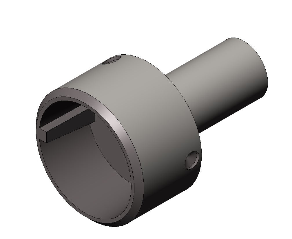 IKO-001 - Gudgeon, For 3" x .125" Tube, 1-1/4" x 2-1/2" Shaft, Plain, Iron