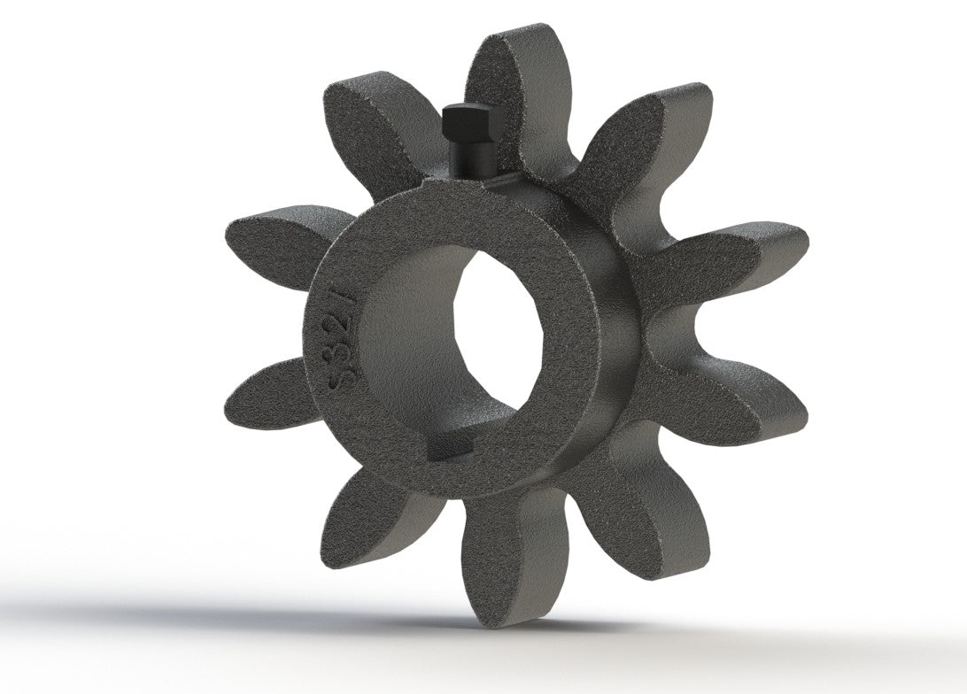 S321 - Star Gear, 10-Tooth, B-HUB, 1-1/2" Bore, 2-1/4" LTB, 3/8" Keyway, Cast Iron